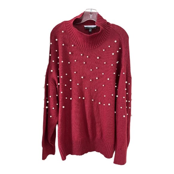 Eloquii Elements Plus Size 22/24 Red Sweater with Faux Pearl Embellishments – Ac - Picture 1 of 5